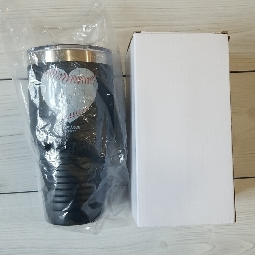 Live Love GameDay Jet black 32 oz baseball heart tumbler NWT - Picture 9 of 10